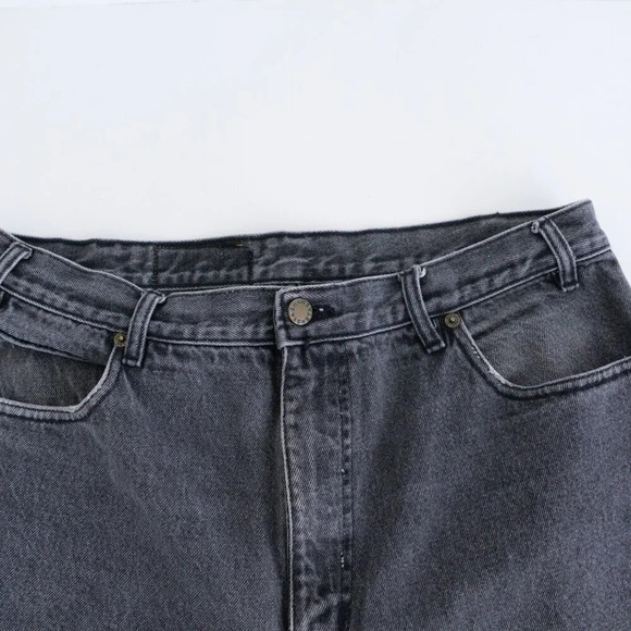 Vintage Stash Black Slight Fade High Waisted Straight Leg Denim Jeans Size 38X30 - Picture 9 of 12